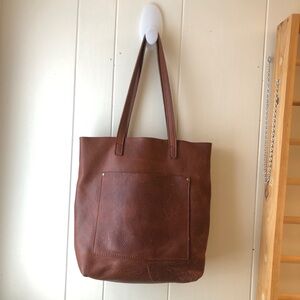 Portland Leather Goods Nutmeg Brown Unisex Pebble Leather Combo Medium Tote